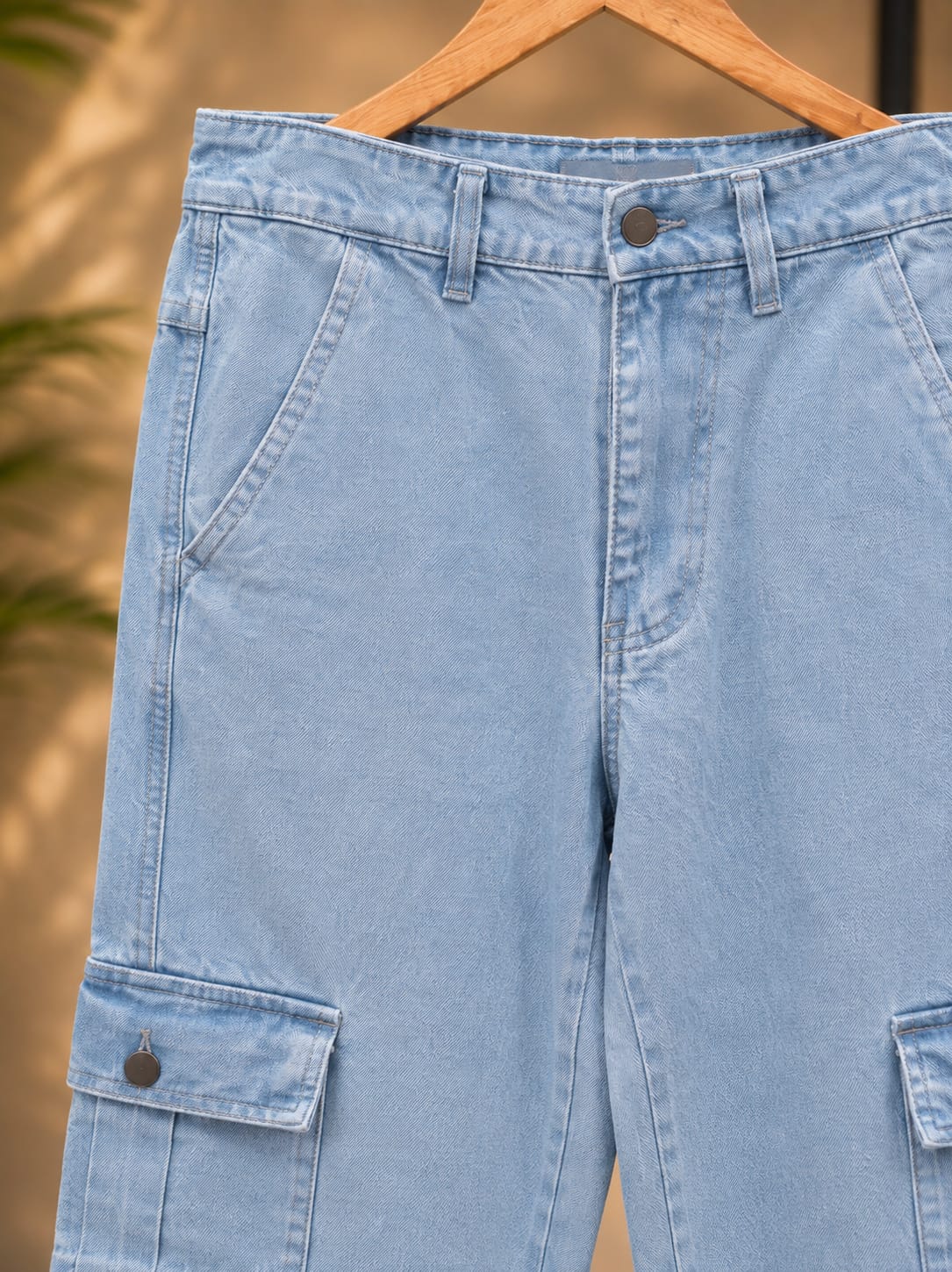 Relaxed Fit Cargo Pants (Light Blue)