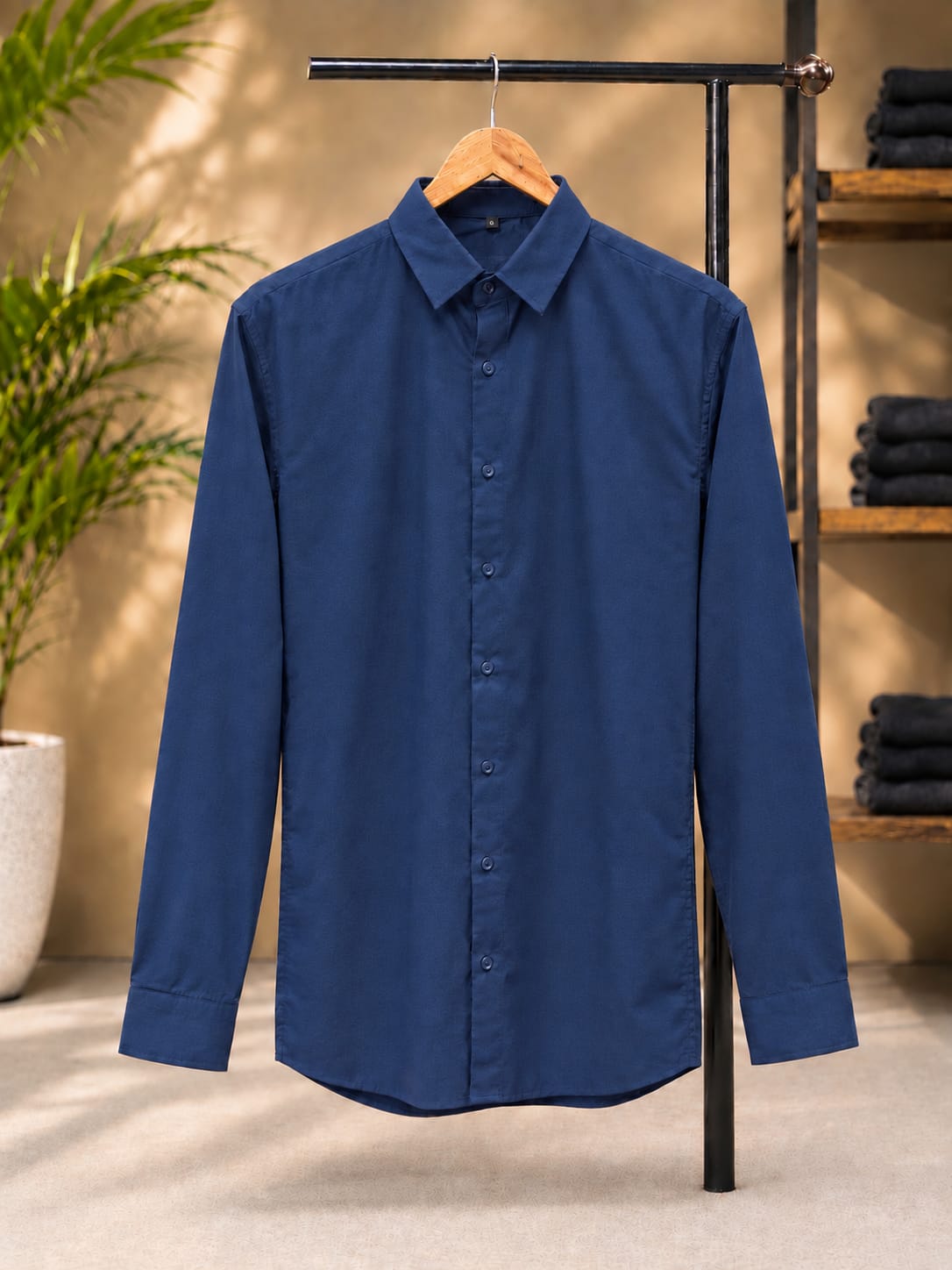 Premium Linen Shirt (Dark Blue)