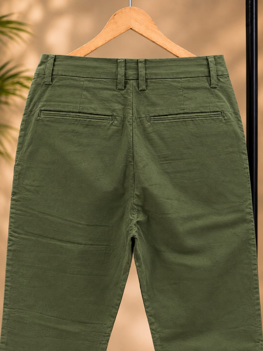 Cotton Slim Fit Pants (Olive Green)
