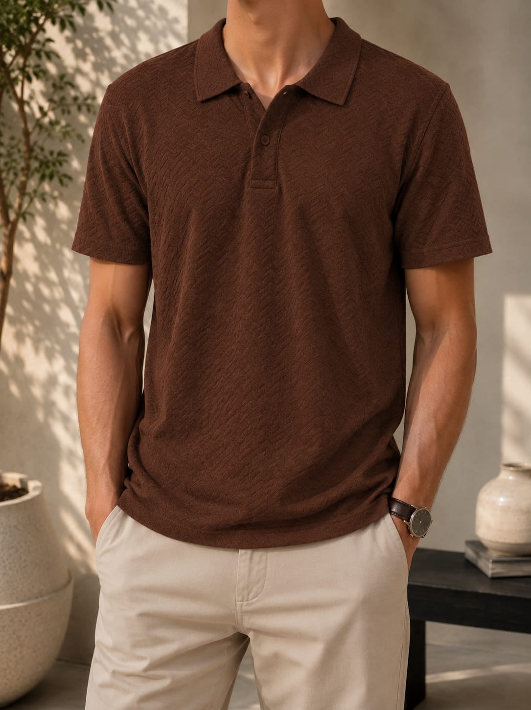 Premium Knitted Textured Polo Shirt