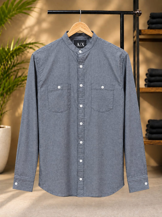 Mandarin Collor Shirt (Grey)