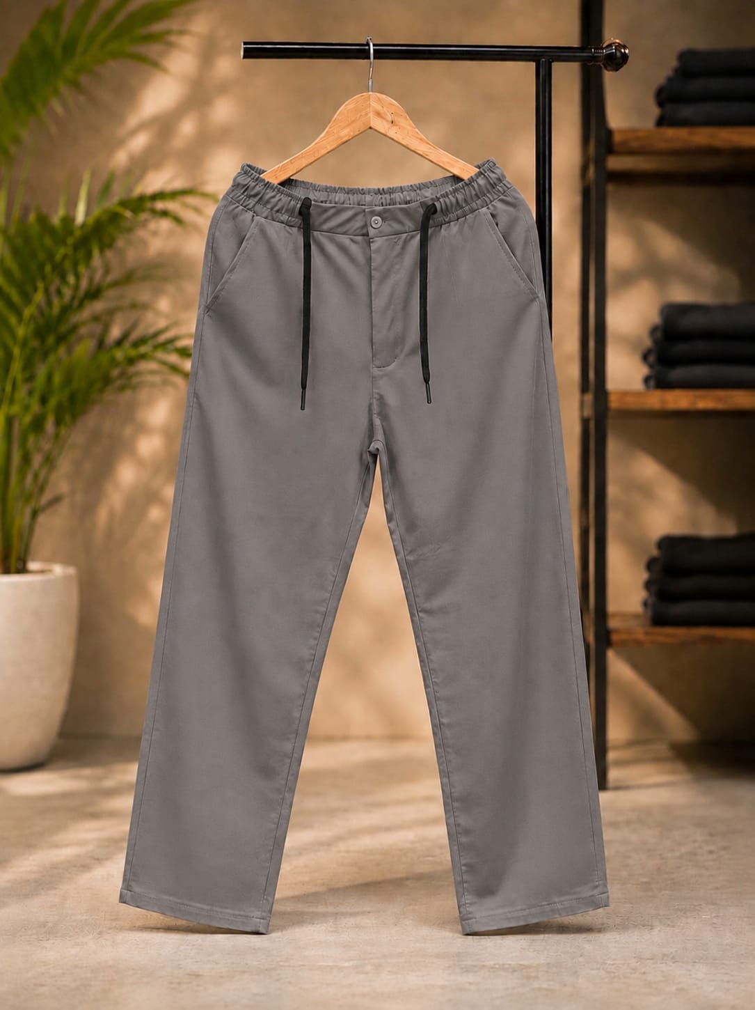 Korean Relaxed Fit Pants/Trousers (Stone Grey)
