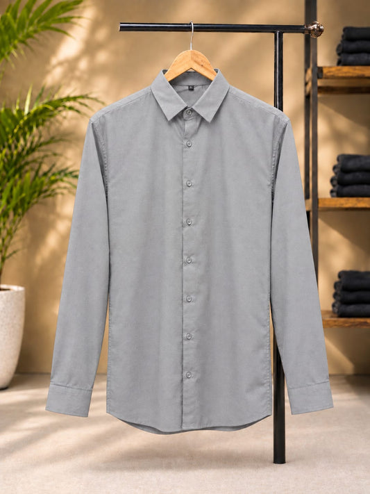 Premium Chambray(Shamray) Shirt (Light Grey)