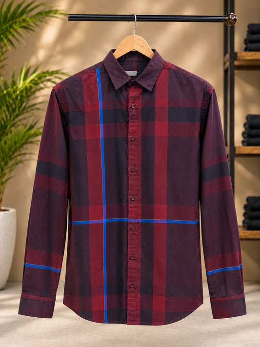 Maroon Plaid Contrast Shirt