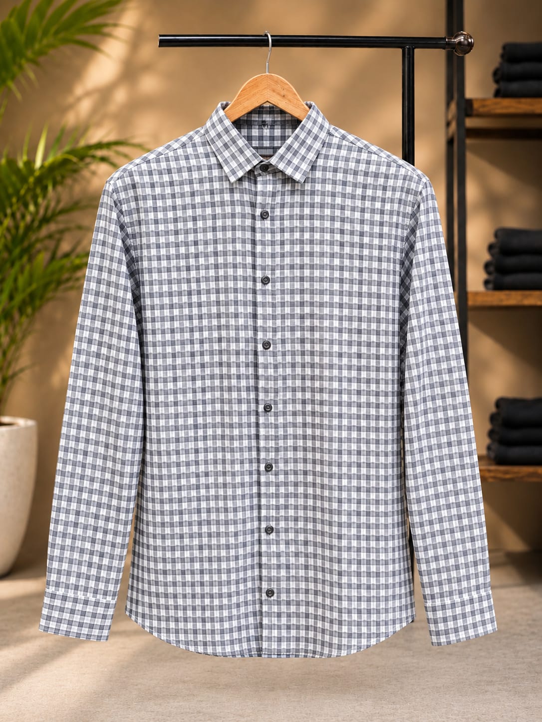 Grey Micro Check Shirt