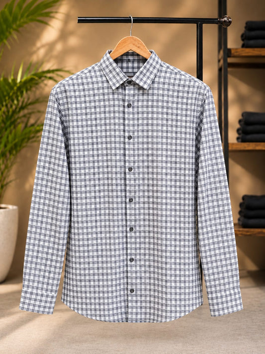 Grey Micro Check Shirt