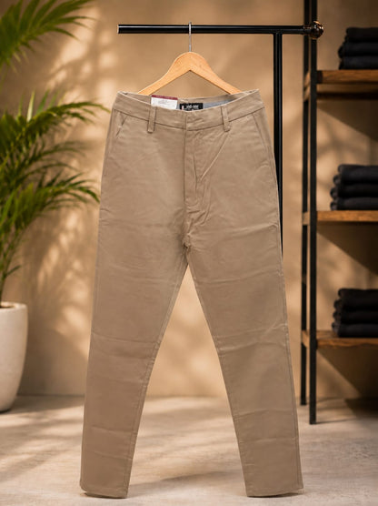 Cotton Slim Fit Pants (Beige)