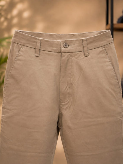 Cotton Slim Fit Pants (Beige)