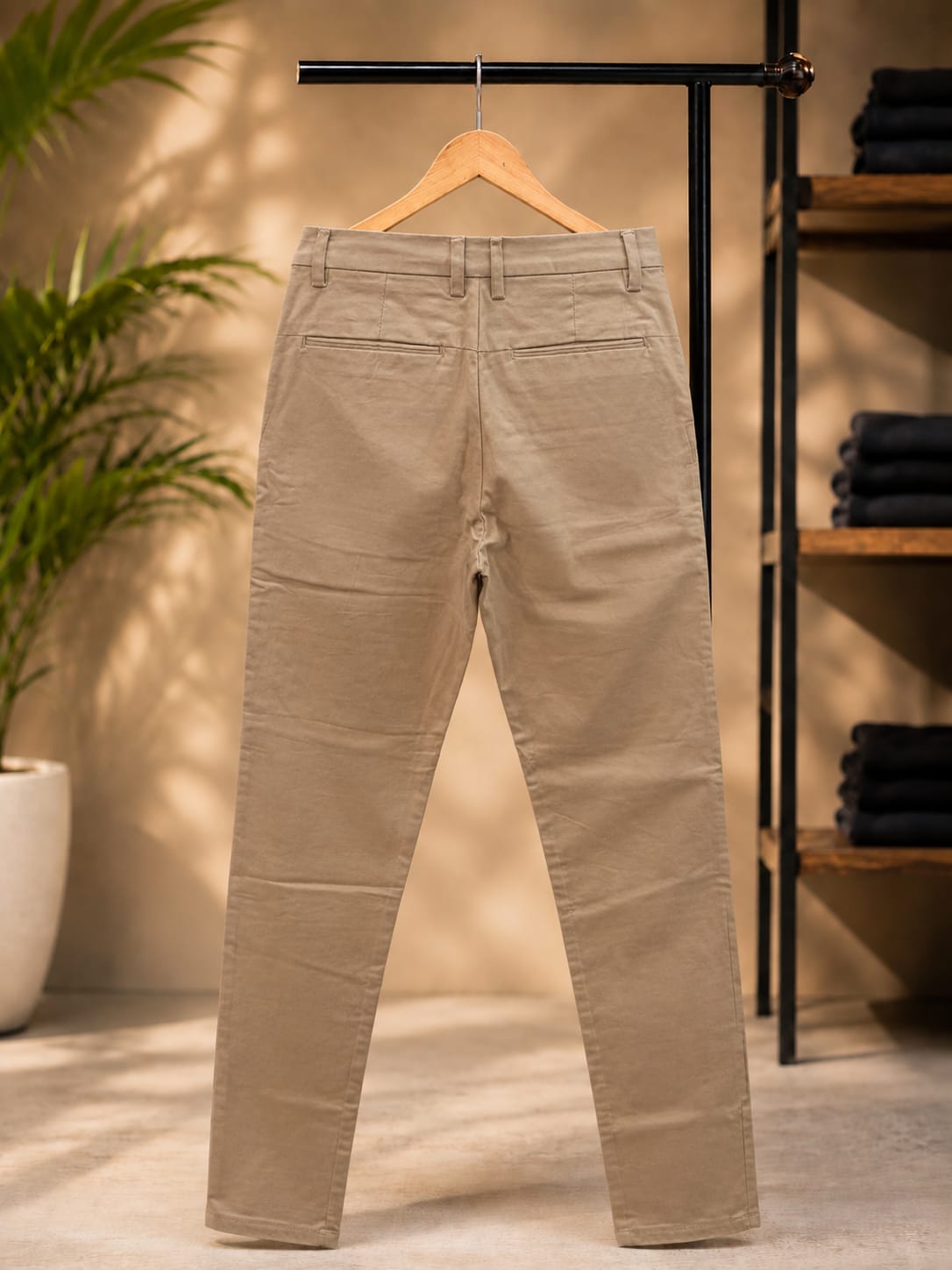 Cotton Slim Fit Pants (Beige)