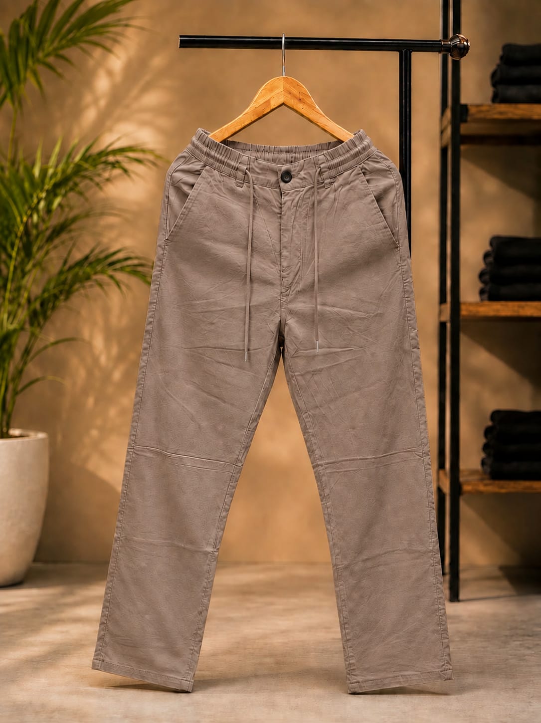Korean Straight Fit Pants/Trousers (Taupe)