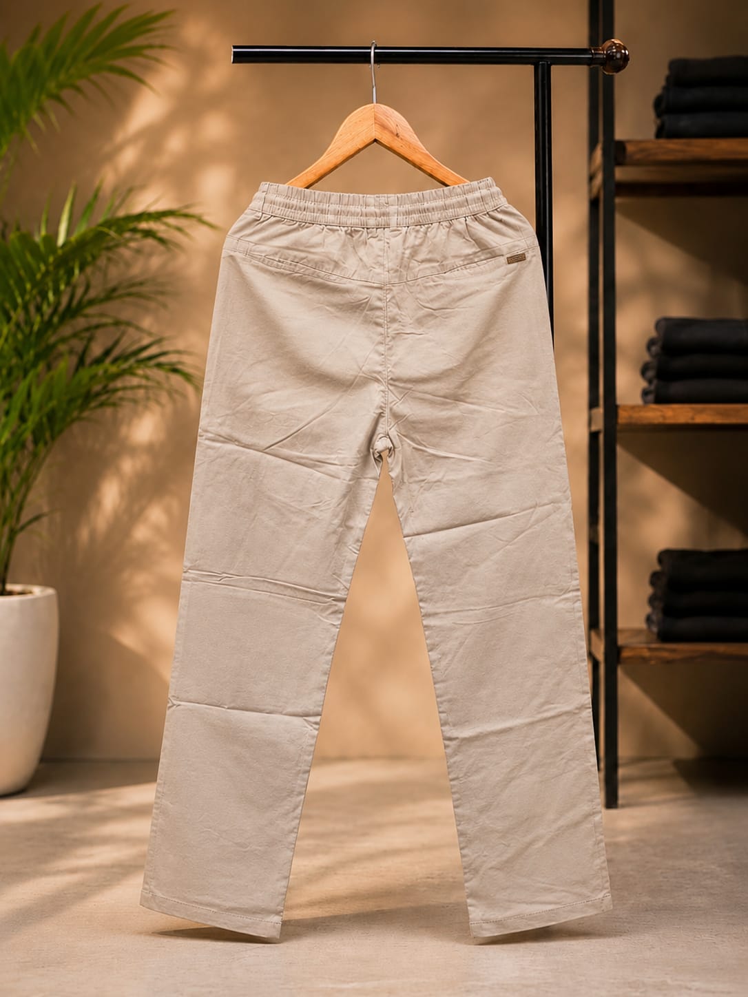 Korean Straight Fit Pants/Trousers (Light Beige)