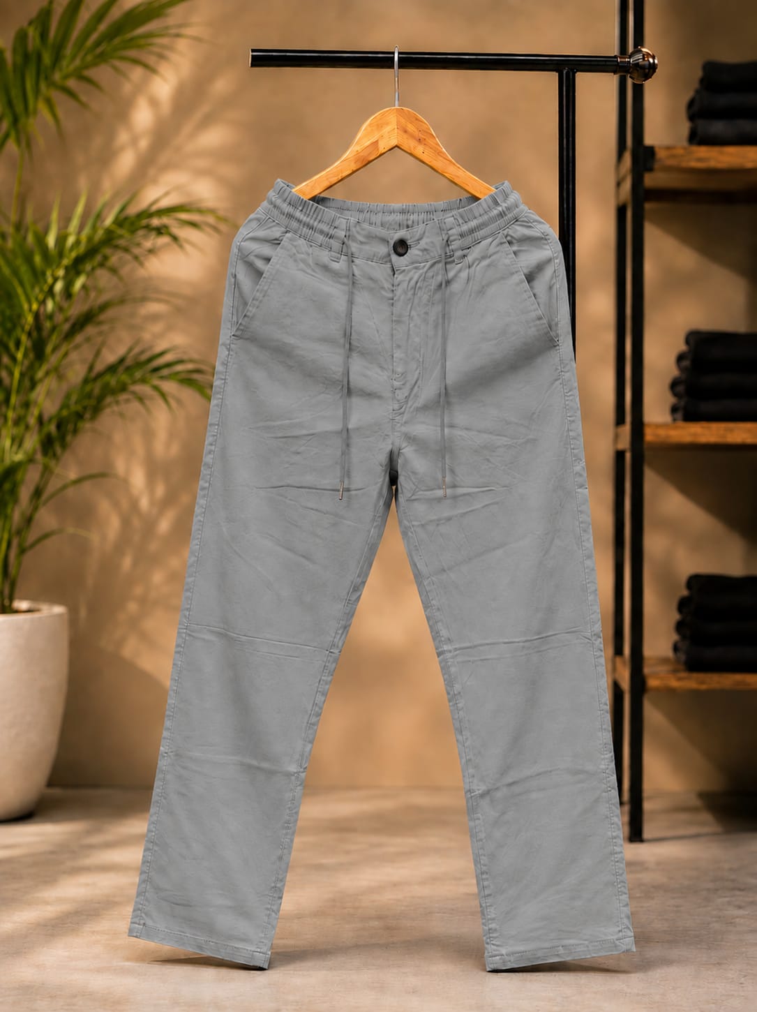 Korean Straight Fit Pants/Trousers (Grey)