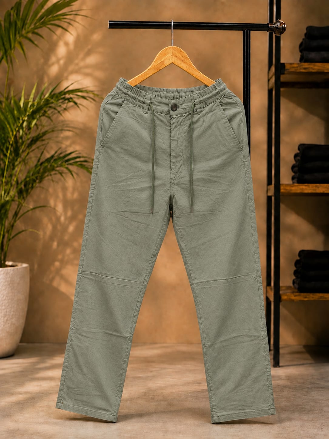 Korean Straight Fit Pants/Trousers (Sage Green)