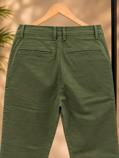 Cotton Slim Fit Pants (Olive Green)