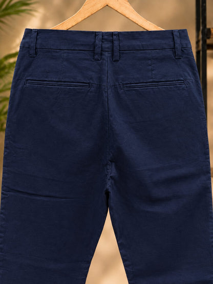 Cotton Slim Fit Pants (Navy Blue)
