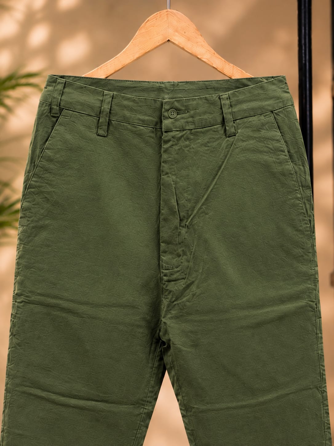Cotton Slim Fit Pants (Olive Green)