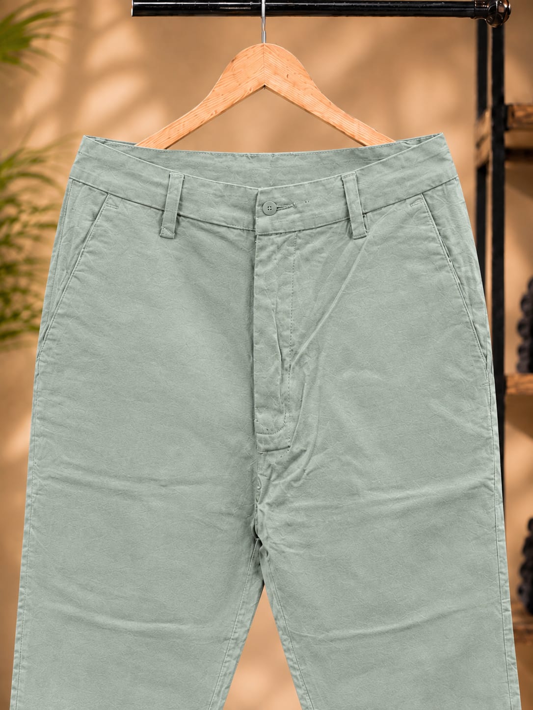 Cotton Slim Fit Pants (Light Sage Green)