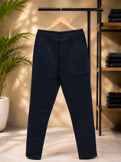 Cotton Slim Fit Pants (Dark Navy)