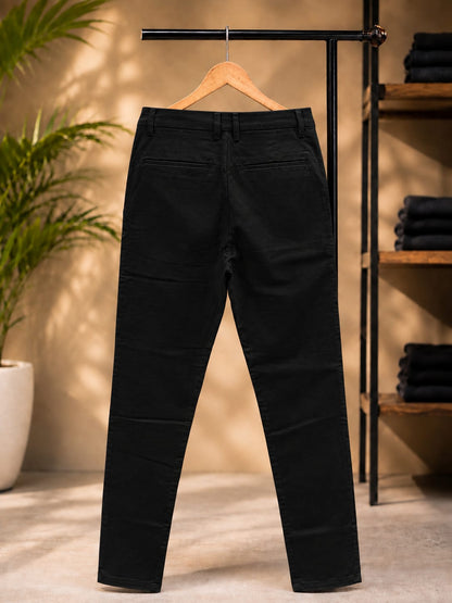 Cotton Slim Fit Pants (Black)