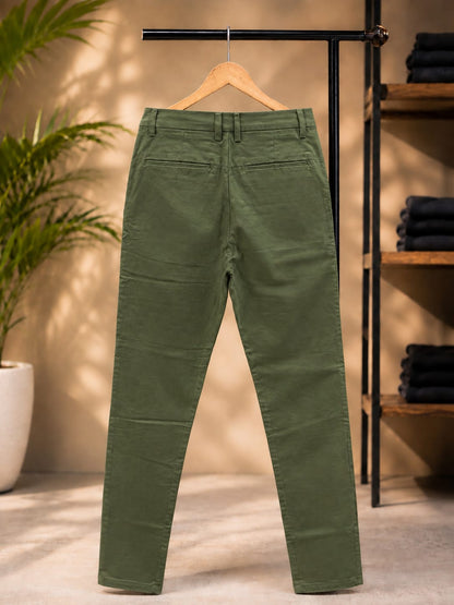 Cotton Slim Fit Pants (Olive Green)
