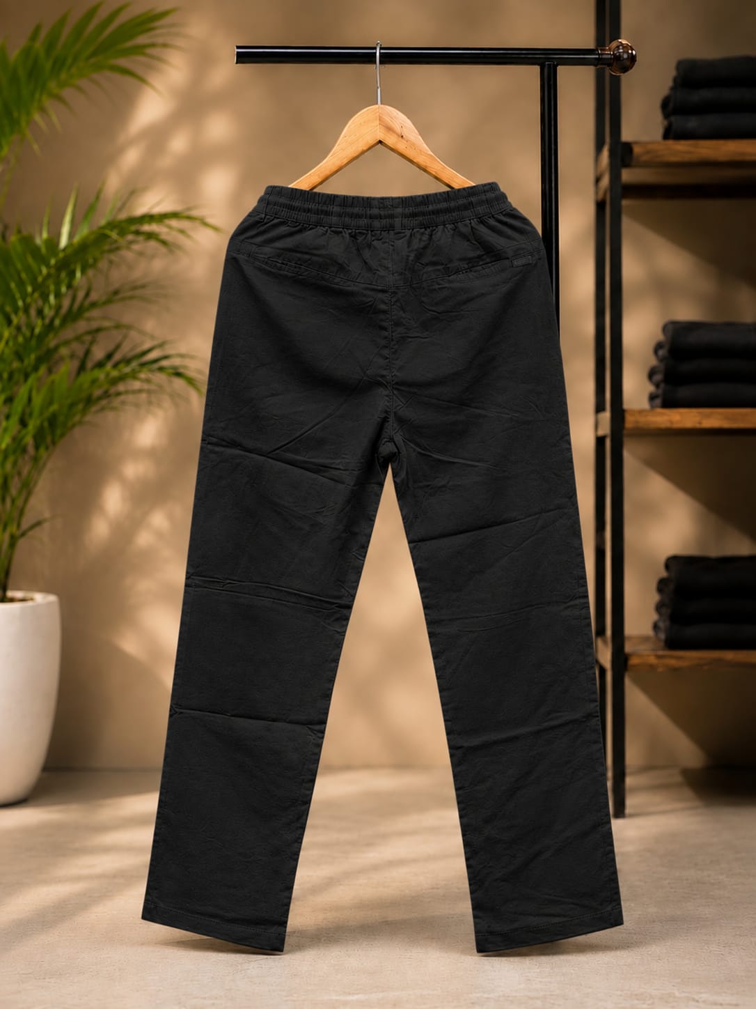 Korean Straight Fit Pants/Trousers (Black)