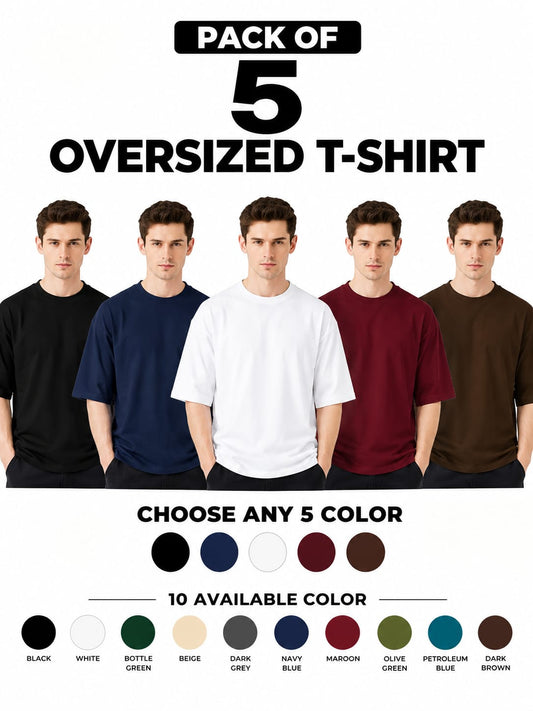 Pack of 5 Oversized T-Shirts – Choose Any 5 Colors