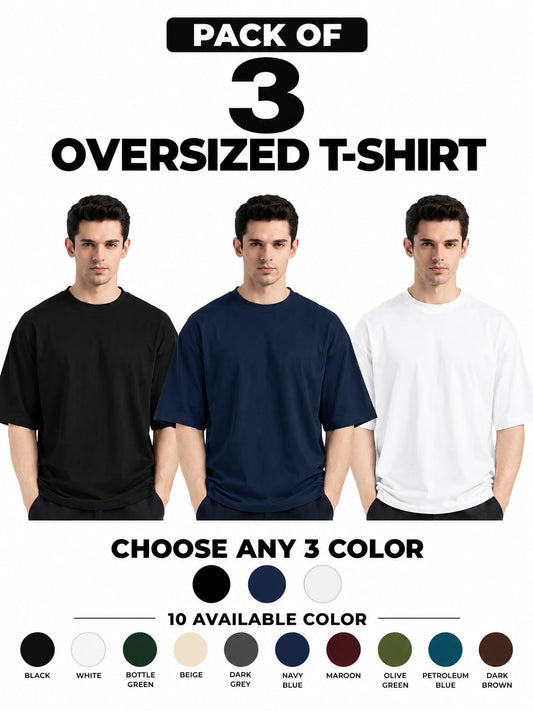 Pack of 3 Oversized T-Shirts – Choose Any 3 Colors