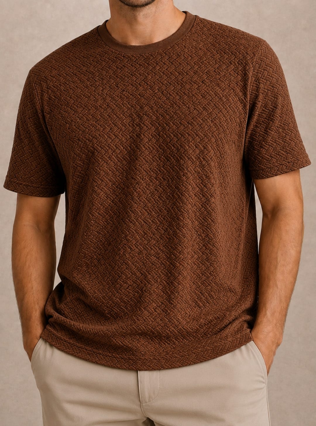 Knitted Round Neck T-Shirt