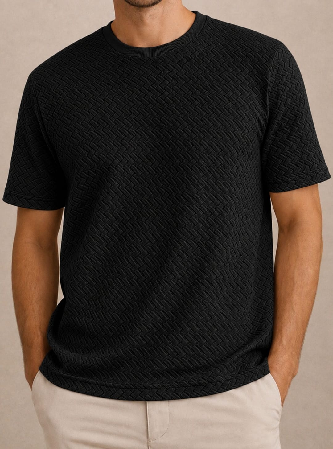 Knitted Round Neck T-Shirt