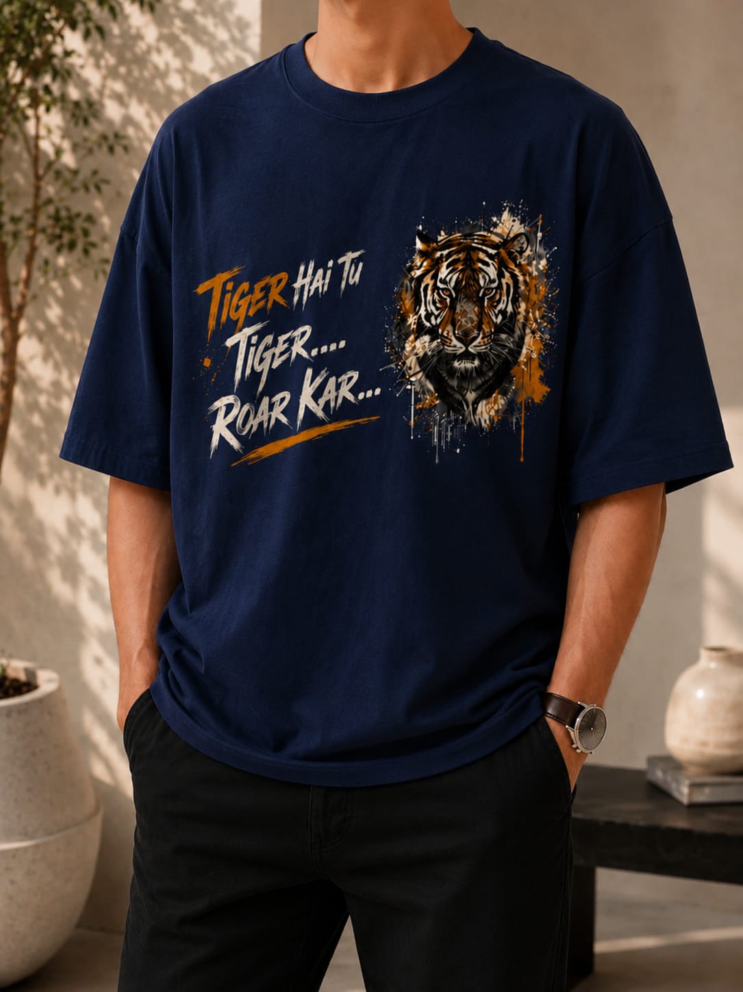 Tiger Roar Graphic Oversized (Drop shoulders) T-Shirt