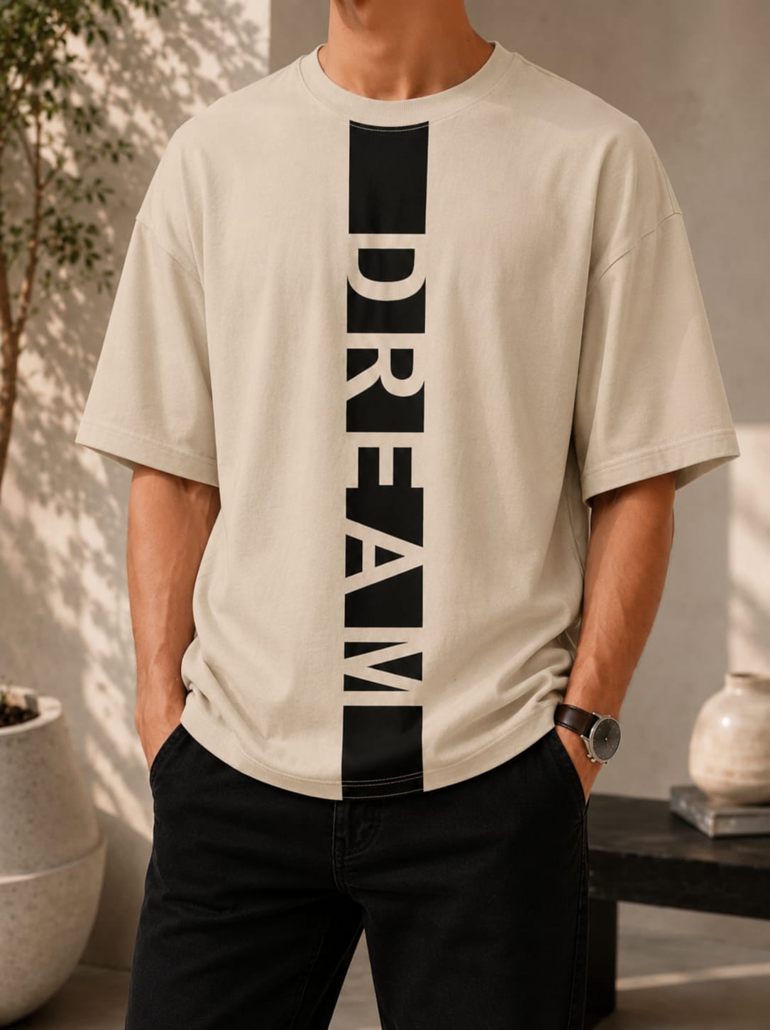 Vertical Dream Graphic Oversized (Drop shoulders) T-Shirt