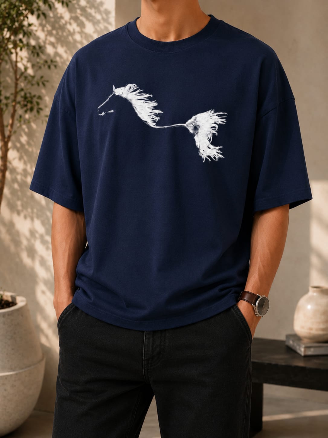 Striking Horse Graphic Oversized (Drop shoulders) T-Shirt