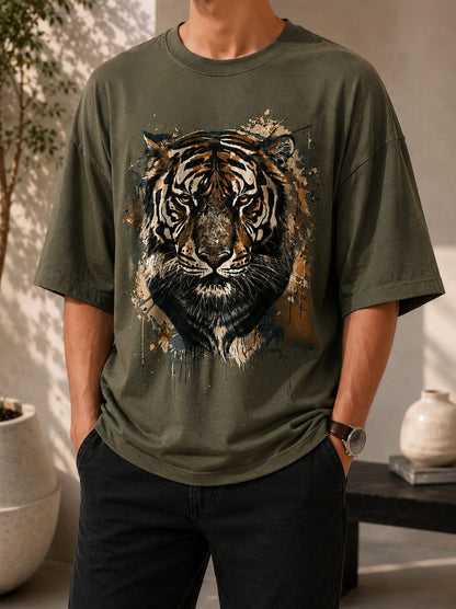 Tiger Graphic Oversized (Drop shoulder) T-Shirt