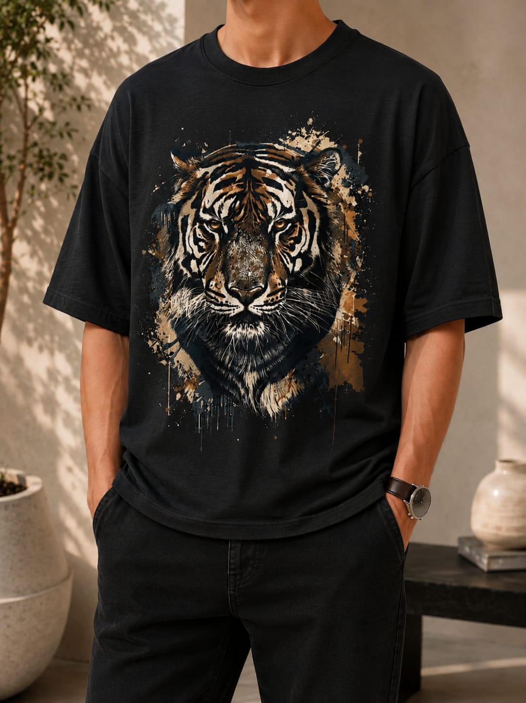 Tiger Graphic Oversized (Drop shoulder) T-Shirt