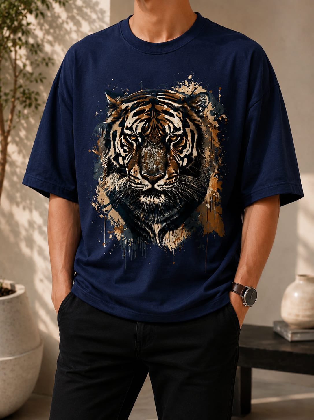 Tiger Graphic Oversized (Drop shoulder) T-Shirt